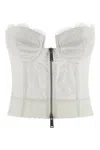Dsquared2 Off-the-shoulder Bustier Top With Lace And Tulle Detailing In White