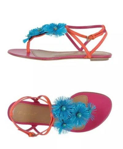 Pre-owned Dsquared2 $890  7.5 38 Flower Embellished Flat Multicolor Thong Strappy Sandals