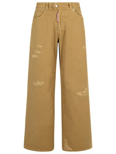DSQUARED2 DSQUARED2 '9 TO 5' BEIGE COTTON PANTS