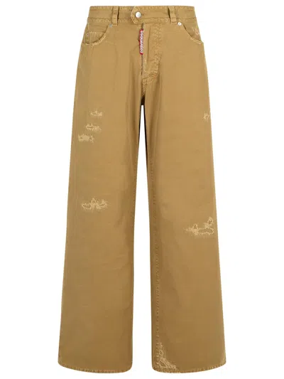DSQUARED2 DSQUARED2 '9 TO 5' BEIGE COTTON PANTS WOMEN