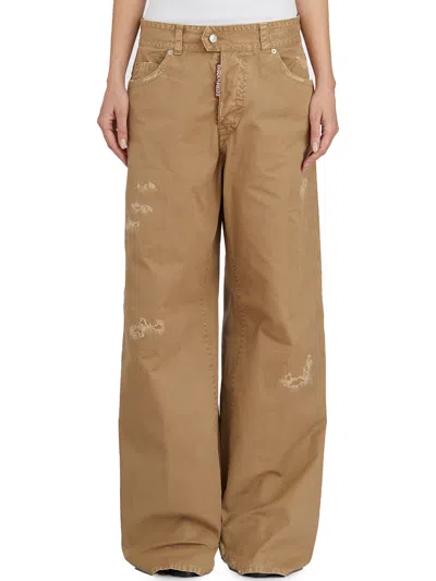 Dsquared2 9 To 5 Cotton Pants In Sand