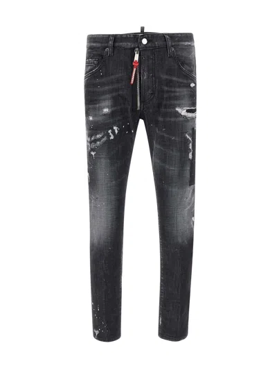 Dsquared2 Skater Stretch Cotton Denim Jeans In 블랙
