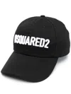 Dsquared2 Black Fabric-covered Cap With Adjustable Strap And Embroidered Logo