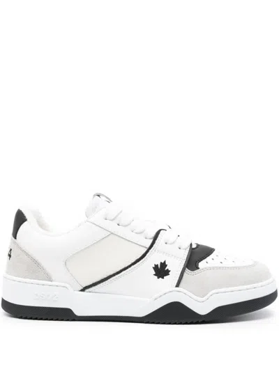 Dsquared2 White Logo Velour Sneakers In Multi