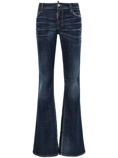 Dsquared2 Medium Rise Denim Flared Jeans In Blue