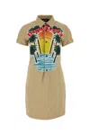 Dsquared2 Dsquared Beige Stretch Cotton Sunset Shirt Dress