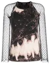 Dsquared2 Abstract Pattern Mesh Sleeve Top In 紫色