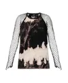Dsquared2 Abstract Pattern Mesh Sleeve Top In Black