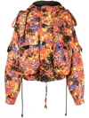Dsquared2 Abstract Print Hooded Jacket In Orange