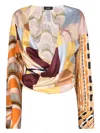 DSQUARED2 DSQUARED2 ABSTRACT WRAP BLOUSE