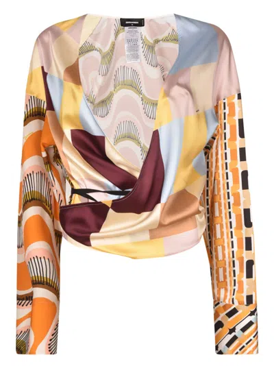 Dsquared2 Abstract Wrap Blouse In Default Title