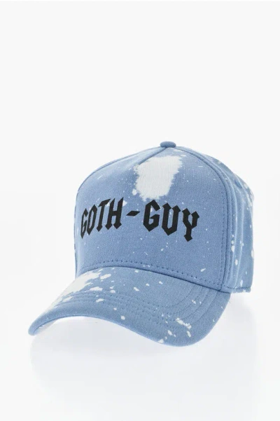 Dsquared2 Acid-wash Cotton Baseball Cap In Blue