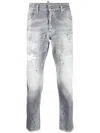 Dsquared2 Acid-wash Straight-leg Jeans In Grau