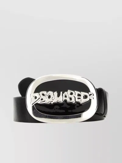 Dsquared2 Adjustable Pebble Leather Belt In Black