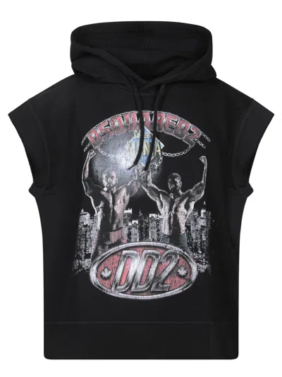 Dsquared2 Adriana Fit Nera Sleeveless Hoodie In Black