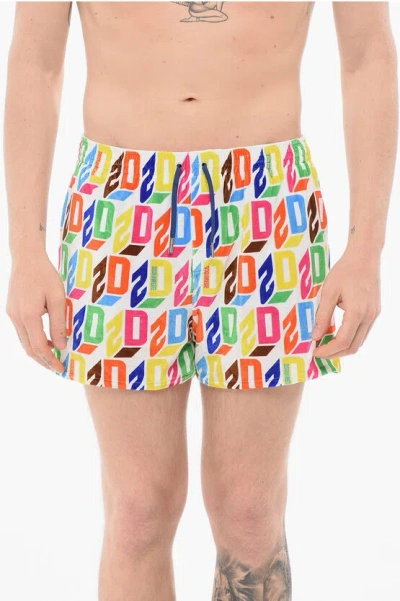 Dsquared2 All-over Logo Chenille Swim Shorts In Multi