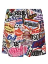 DSQUARED2 ALL-OVER LOGO PRINTED SHORTS