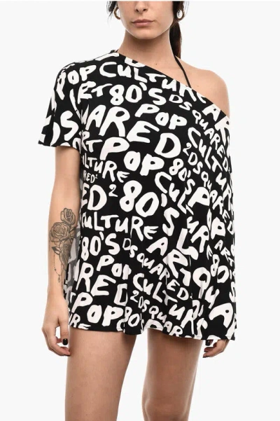 Dsquared2 All-over Logo Two-tone Mini Beach Cover-up Dress