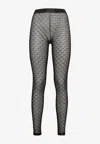 Dsquared2 All-over Monogram Sheer Lace Tights In Black