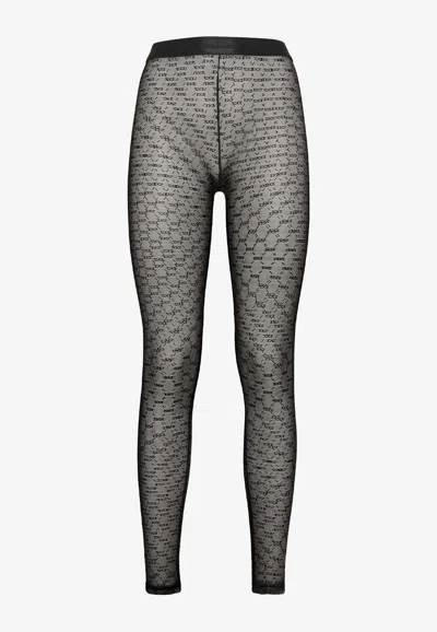 DSQUARED2 ALL-OVER MONOGRAM SHEER LACE TIGHTS