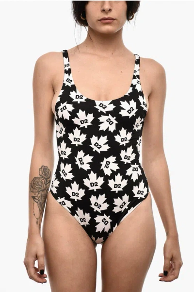 Dsquared2 All-over Monogram Two-tone One Piece Swimsuit Grösse 40