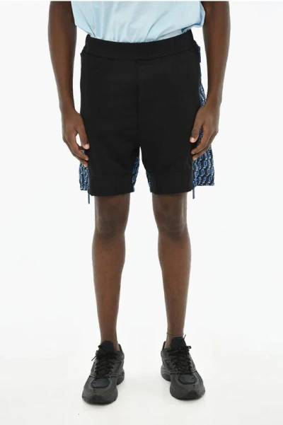 Dsquared2 All-over Monogram Two-tone Shorts In Black
