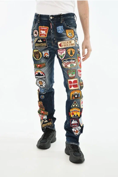 Dsquared2 All Over Patches Regular Fit Jeans 19cm Grösse 52 In Blue
