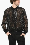 Dsquared2 All-over Sequined Sheer Bomber In Black