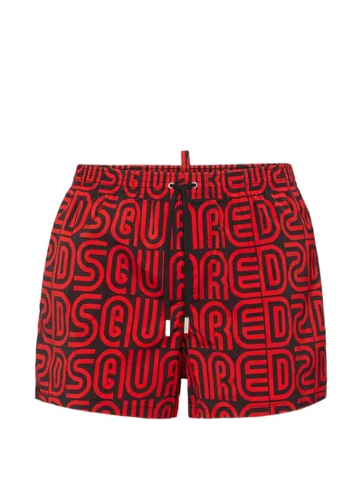 Dsquared2 All-over Logo Midi Swim Boxer In Multi