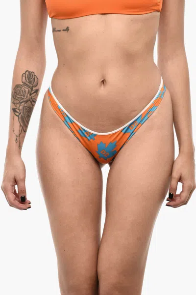 Dsquared2 All-over Monogram Bikini Brief In Orange / Light Blue