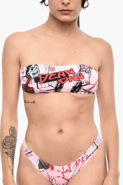 Dsquared2 All-over Printed Bandeau Bikini Top In Pink