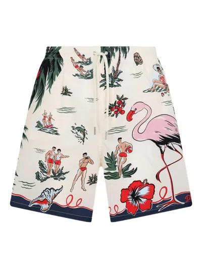 Dsquared2 Aloha Souvenir Swim Shorts In White