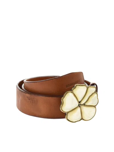 Dsquared2 Aloha Spirit Buckle Belt In Brown