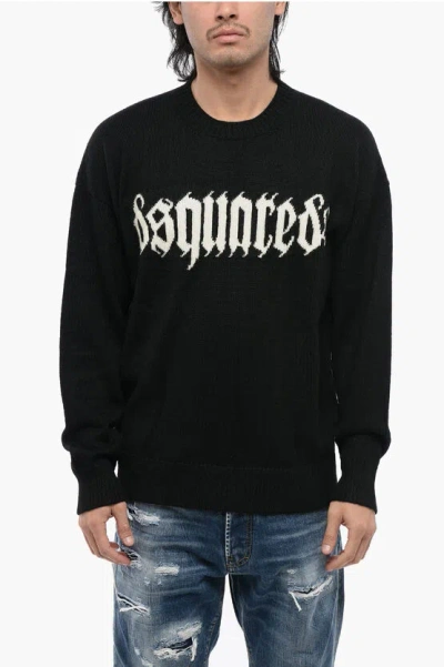 DSQUARED2 ALPACA-BLENDED PULLOVER WITH CONTRASTING LOGO