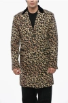 Dsquared2 Animal Motif 70's Maxi Coat With Glitter Collar In Brown