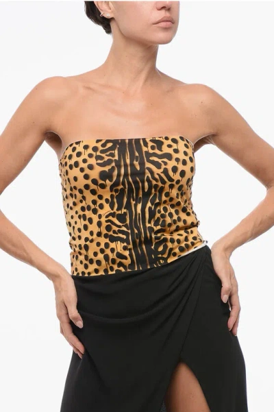 Dsquared2 Animal Patterned Stretch Nylon Beach Cover Up Skirt