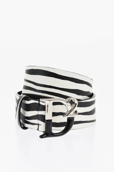Dsquared2 Animal-print Leather Belt 40mm In Black