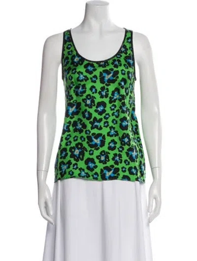 Pre-owned Dsquared2 Animal Print Scoop Neck Top In Green