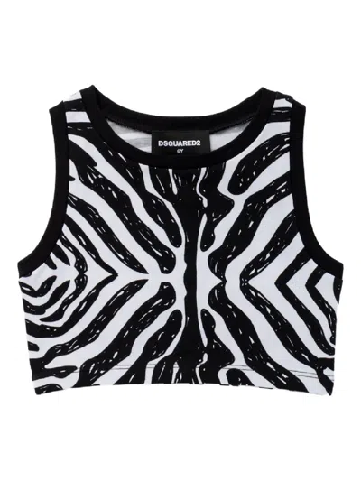 Dsquared2 Kids' Animal-print Tank Top In Black