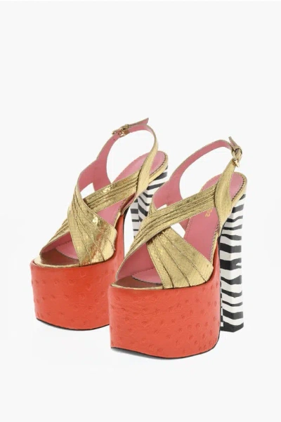 Dsquared2 Animalier Printed Leather Evening Sandals Heel 17 Cm
