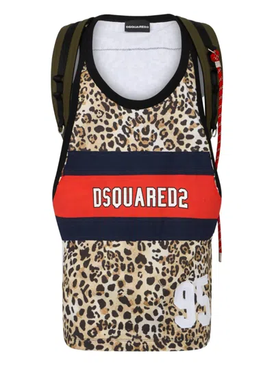 Dsquared2 Animal-print Tank Top In Multi