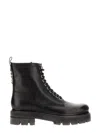 Dsquared2 Leather Icon Combat Booties With Inner Zip In Black