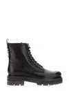 Dsquared2 Leather Icon Combat Booties With Inner Zip In Black