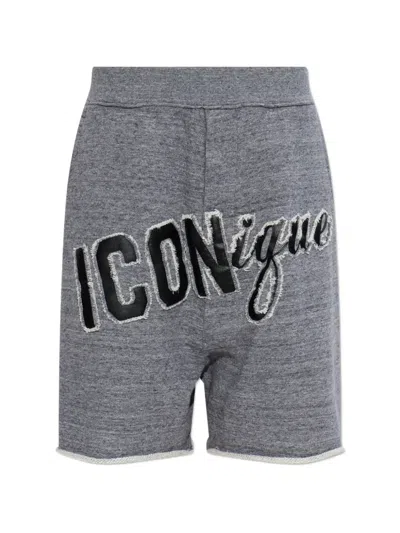 Dsquared2 Appliqué Frayed Shorts In Gray