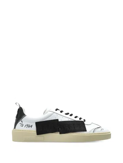 Dsquared2 Appliqué Leather Sneakers In White