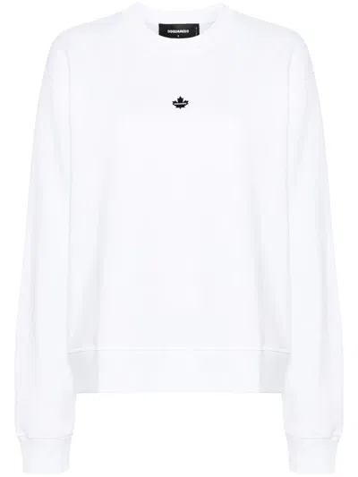 Dsquared2 Appliqué-logo Cotton Sweatshirt In White