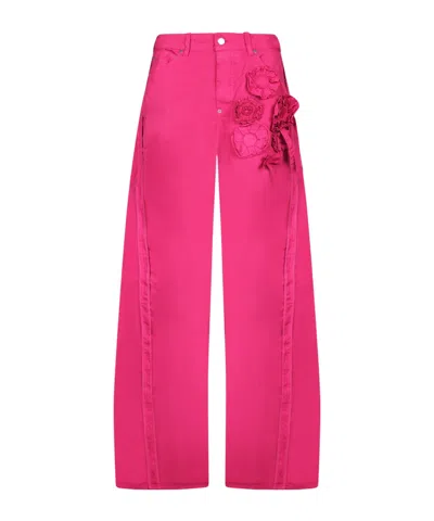 Dsquared2 Appliquéd Wide-leg Pants In Pink