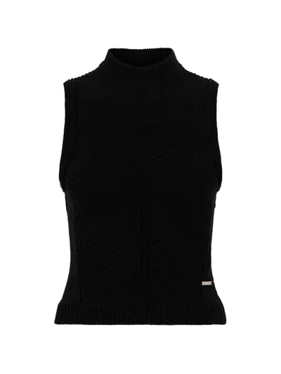 Dsquared2 Après Ski Ribbed-knit Wool Top In Black