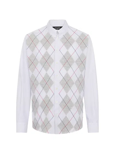 Dsquared2 Argyle Dropped-shoulder Shirt In Multi