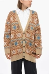 Dsquared2 Argyle Motif Maxi Cardigan With Heart Shaped Cut Out Detail In Multi